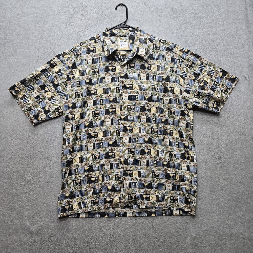 VINTAGE Kahala John Severson Men Button Up Shirt XL Hawaiian Margarita Golf 90s